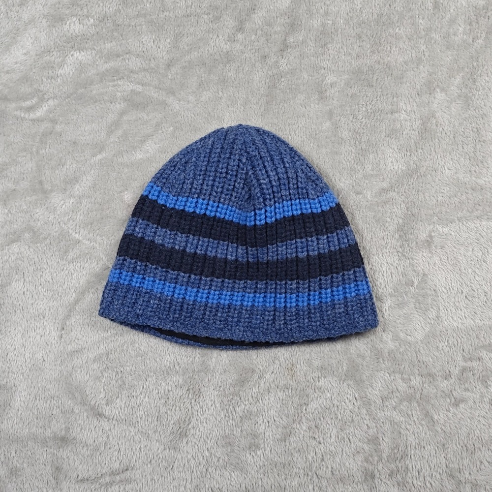 Patagonia Beanie Mens One Size Blue Striped Merino Wool Fleece Lined 29120